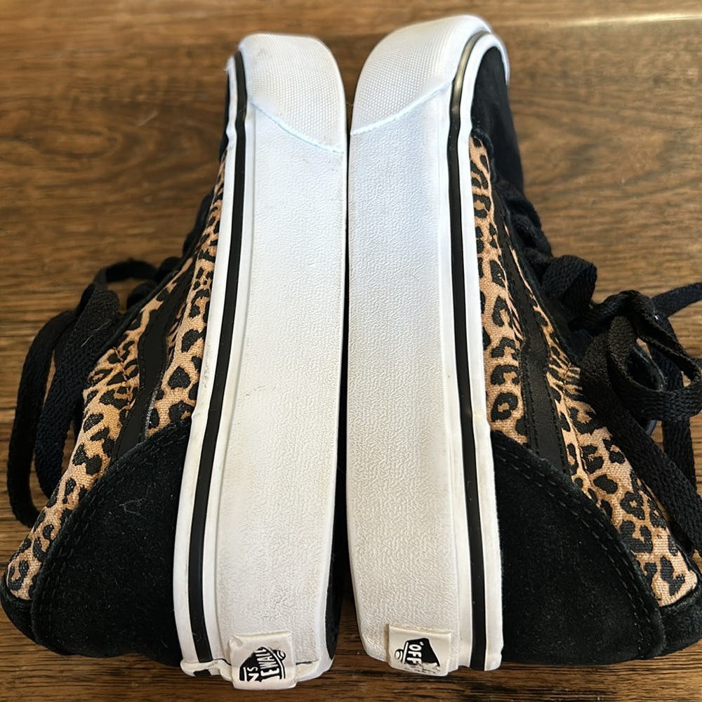 Vans Black and Leopard Print Kids Sneakers - Picture 3 of 5